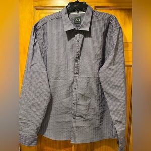 Armani Exchange Gray Striped Casual Shirt